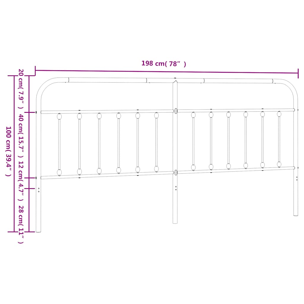 Metal Headboard White 193 cm