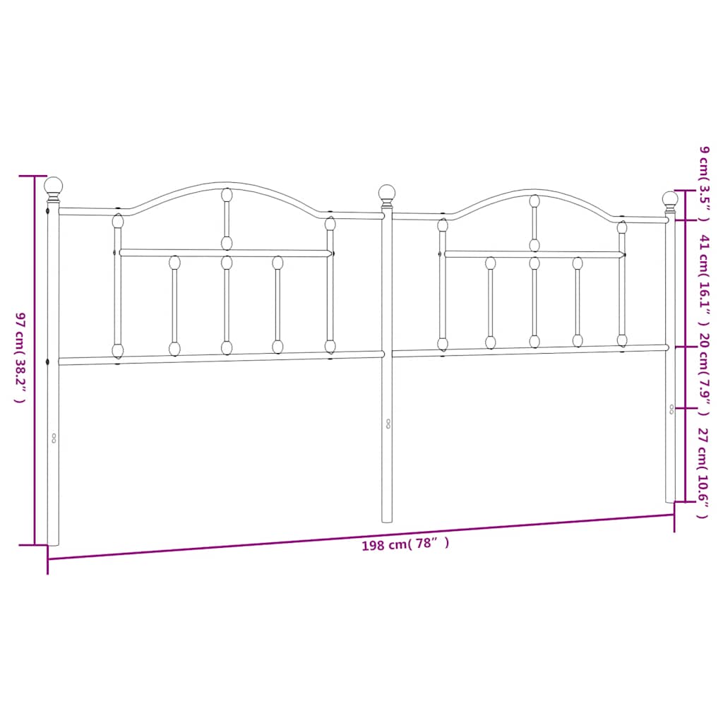 Elegant Black Metal Headboard - 193 cm for Modern Bedrooms