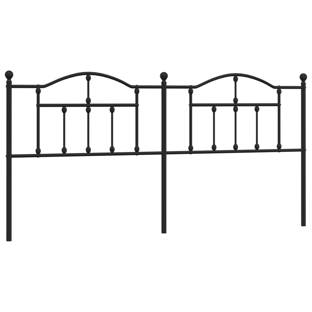 Sleek Black Metal Headboard - 200 cm Modern Design