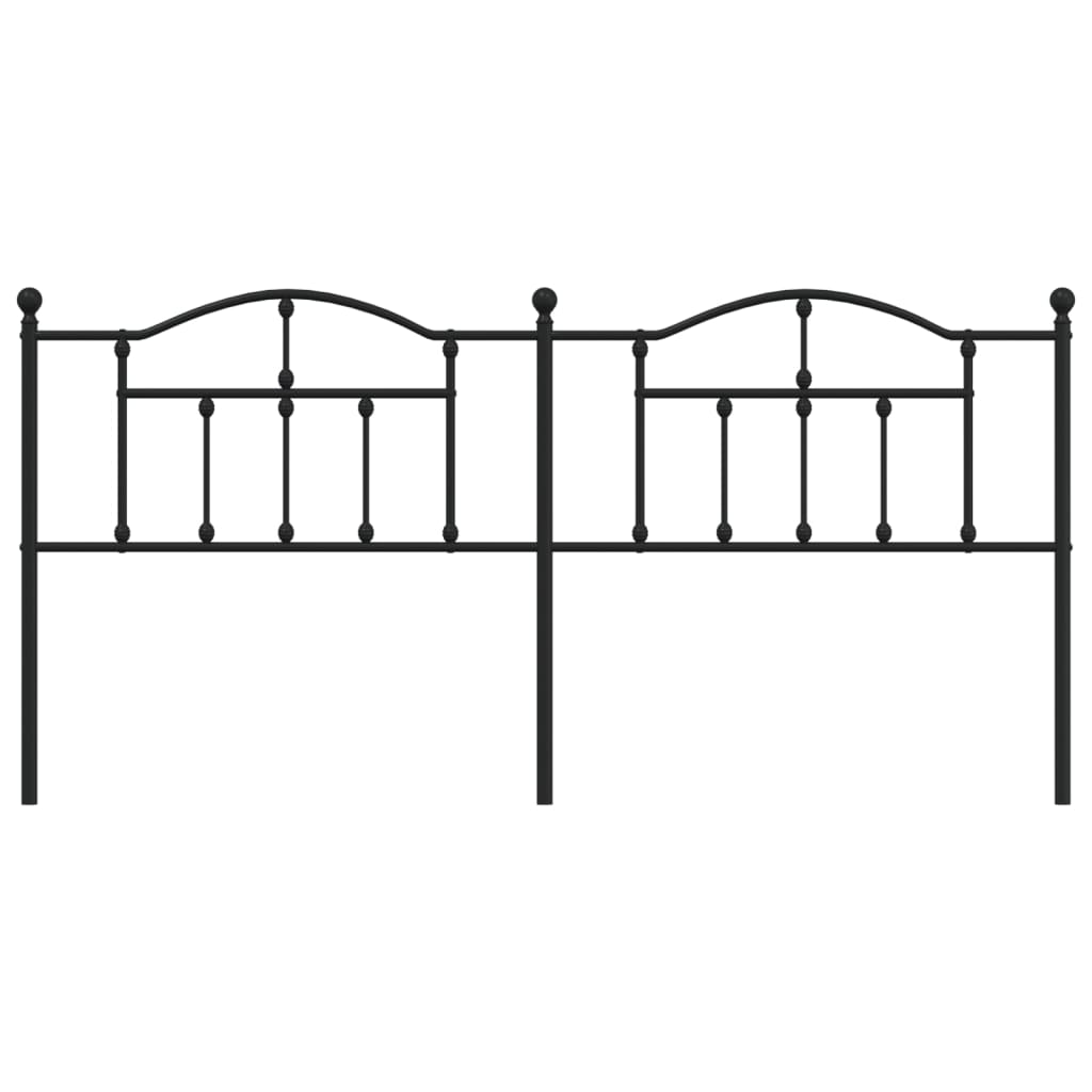 Sleek Black Metal Headboard - 200 cm Modern Design