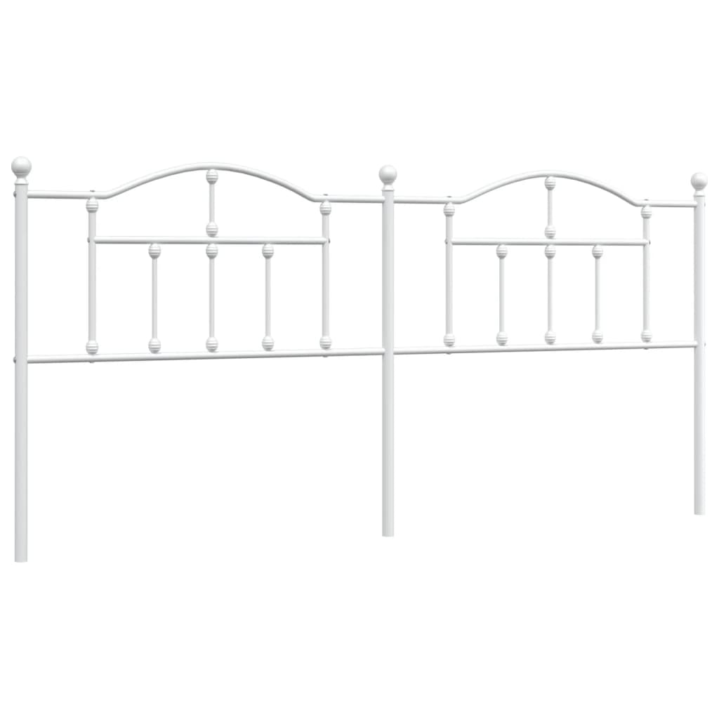 Elegant White Metal Headboard - 200 cm Sturdy Bed Frame