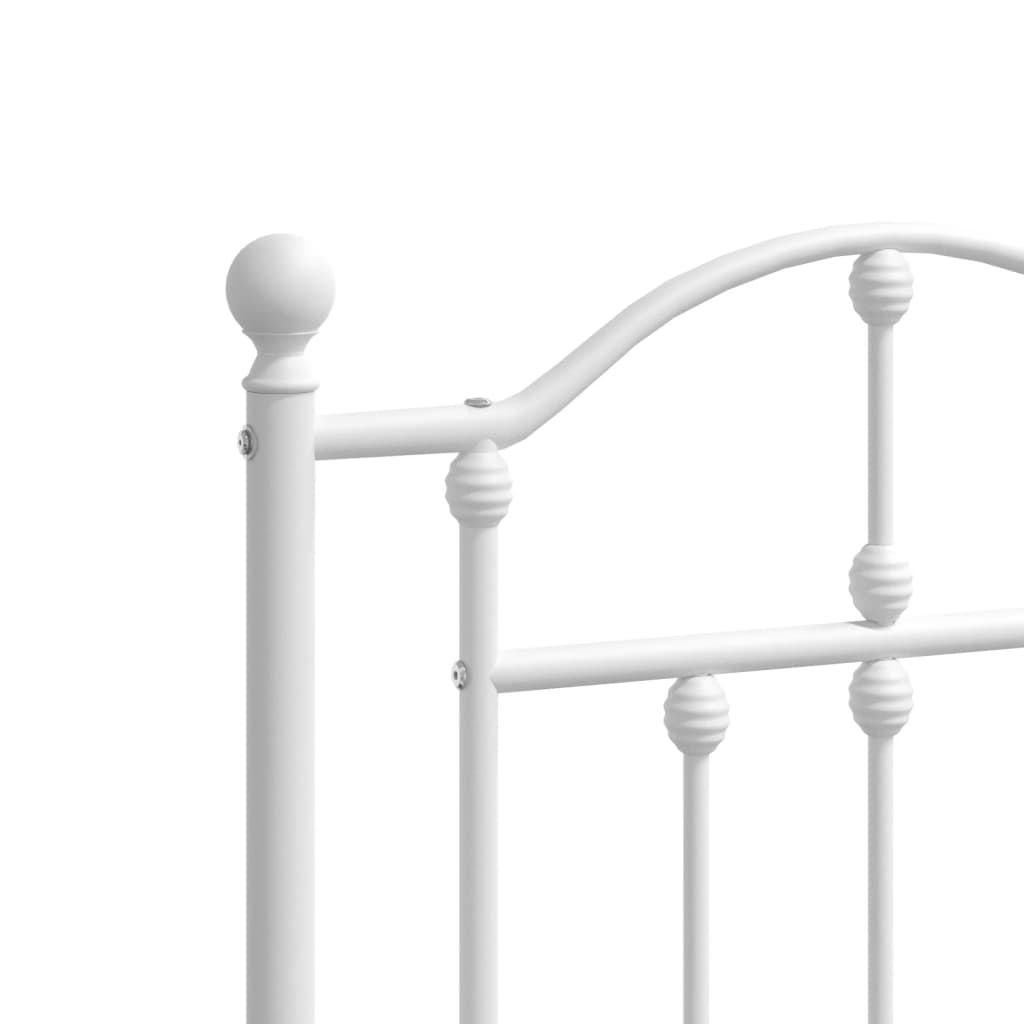 Elegant White Metal Headboard - 200 cm Sturdy Bed Frame