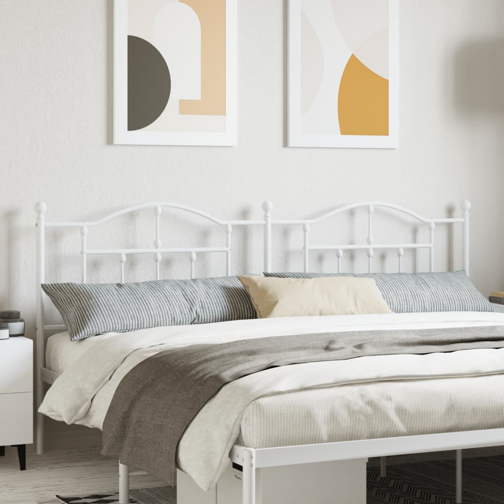 Elegant White Metal Headboard - 200 cm Sturdy Bed Frame