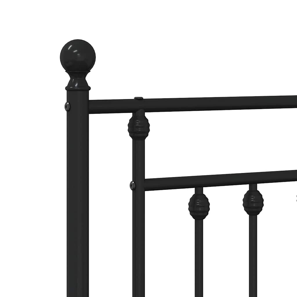 Metal Bed Frame without Mattress with Headboard Black 150x200cm