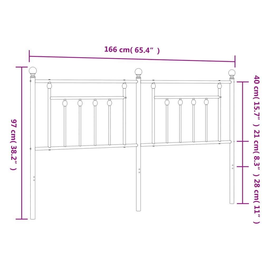 Sleek Black Metal Headboard - 160 cm - Modern Elegance