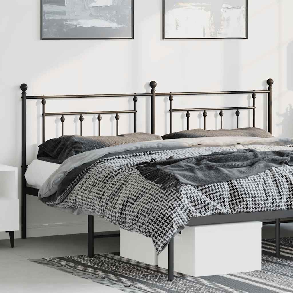 Sleek Black Metal Headboard - 180 cm Modern Bedroom Essential