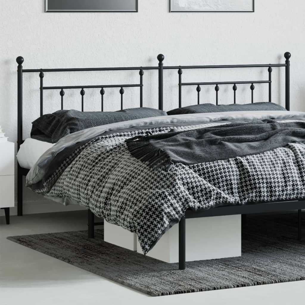 Elegant Black Metal Headboard - 200 cm Sturdy Design