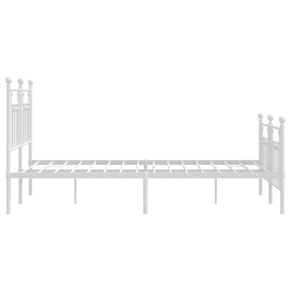 Metal Bed Frame without Mattress with Footboard White 140x190cm