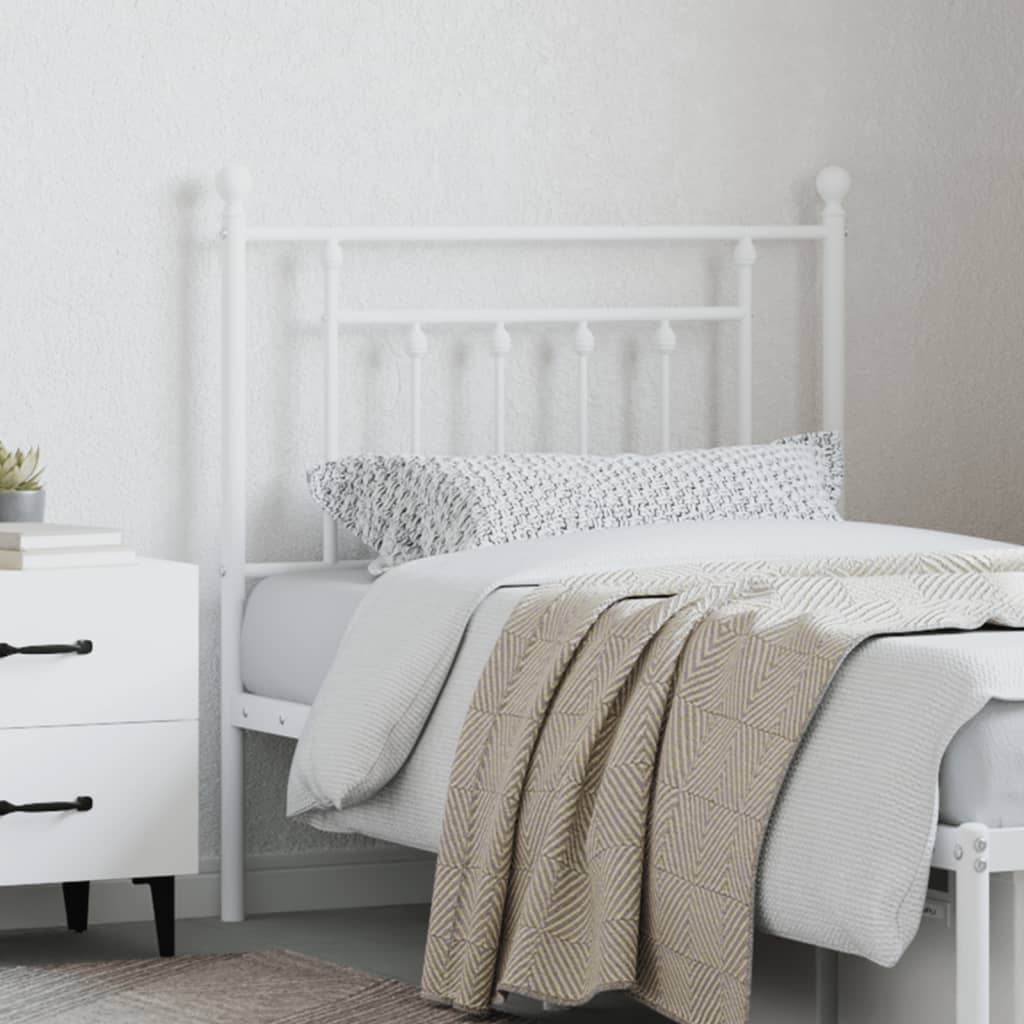 Elegant White Metal Headboard, 80 cm - Classic Bedroom Style