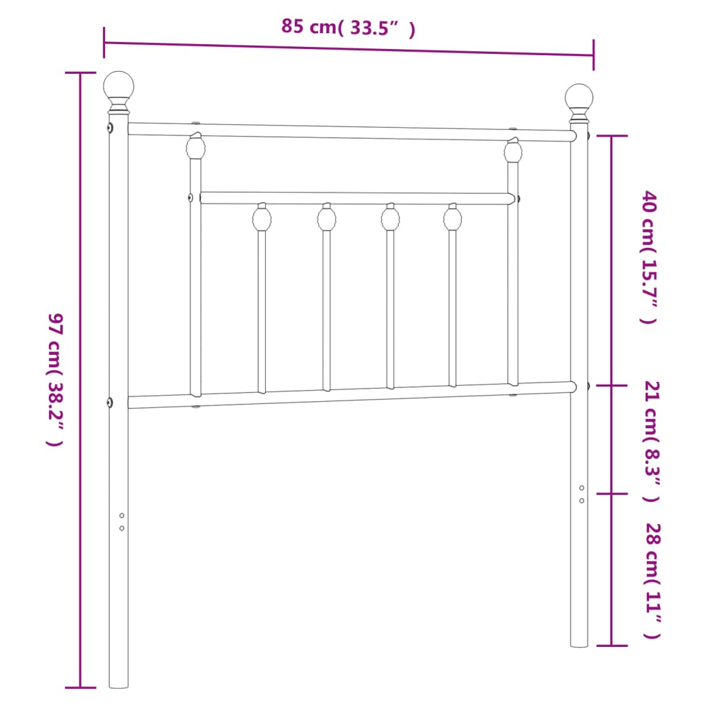 Elegant White Metal Headboard, 80 cm - Classic Bedroom Style