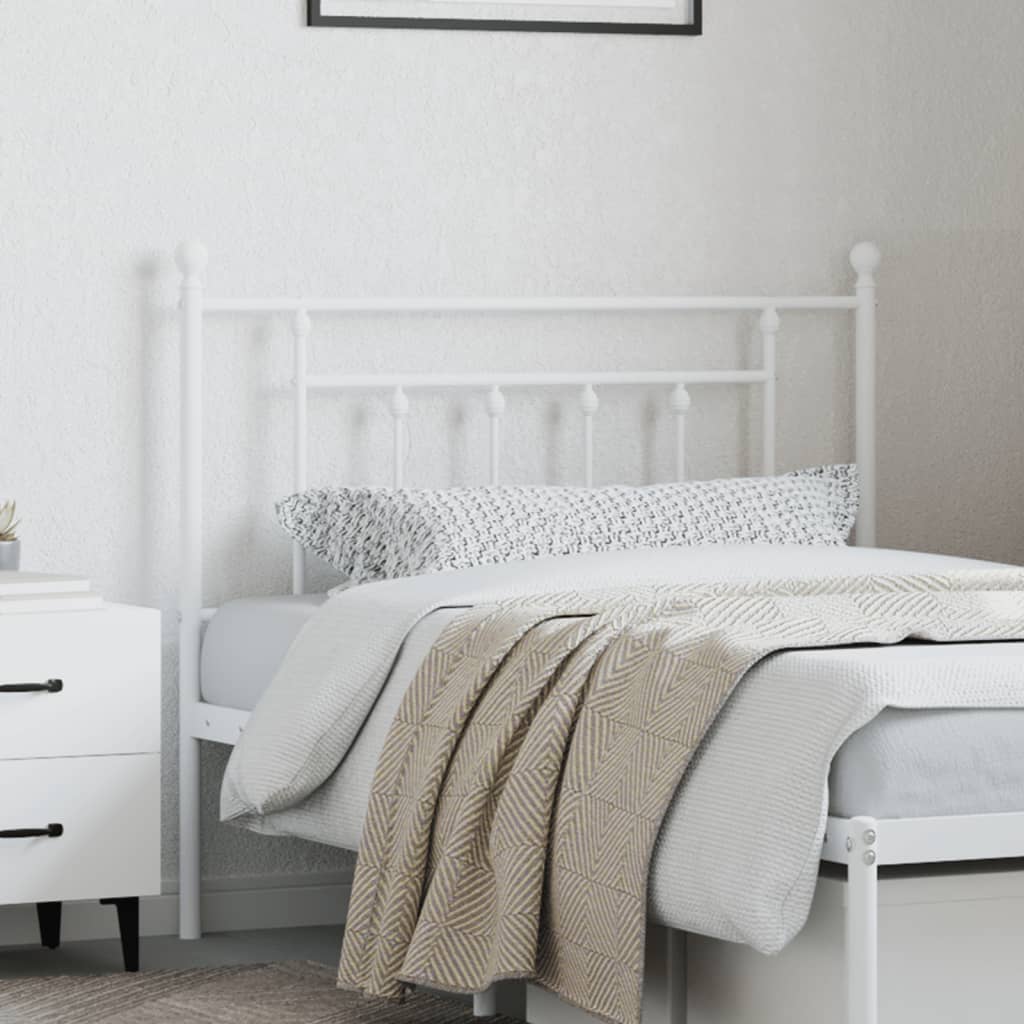 Elegant White Metal Headboard - 107 cm Bedroom Essential