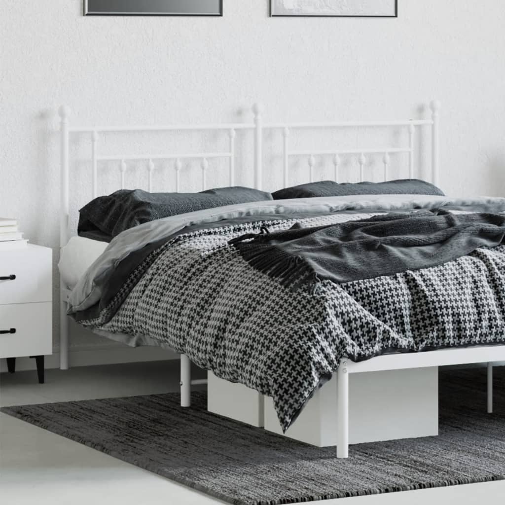 Elegant White Metal Headboard - 160 cm King Size Bed Frame