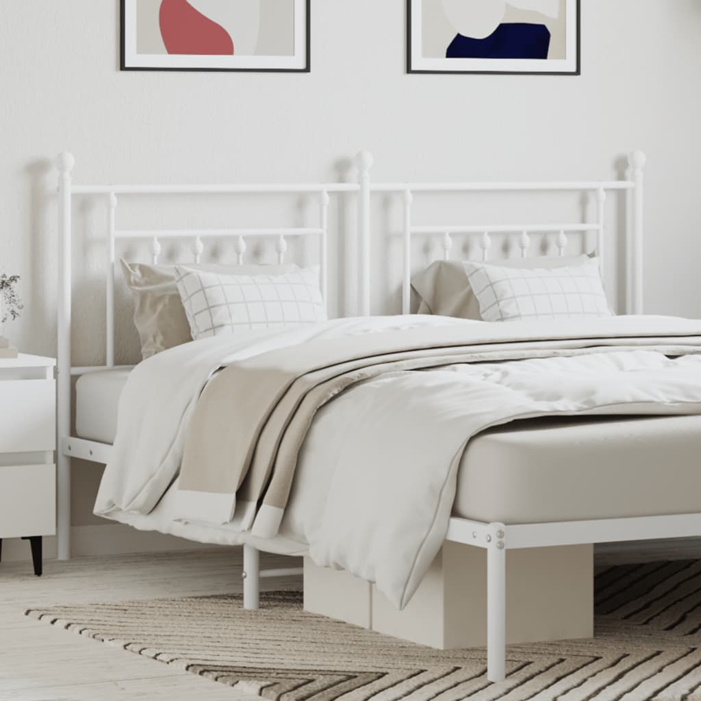 Elegant White Metal Headboard - 160 cm King Size Bed Frame