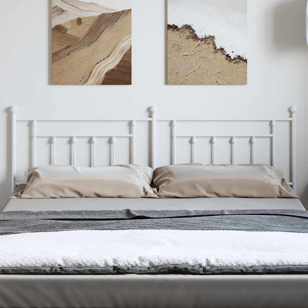 Elegant White Metal Headboard - 193 cm for King Size Beds