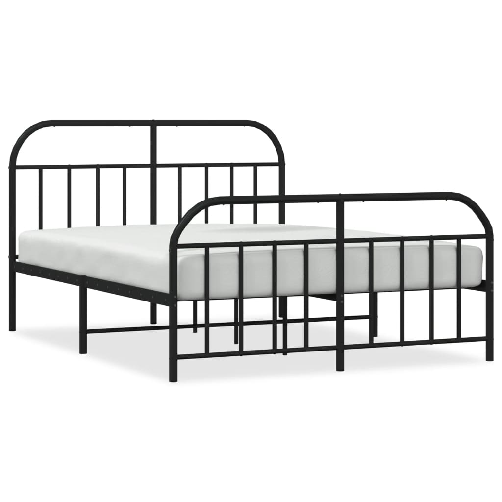 Metal Bed Frame without Mattress with Footboard Black 140x200cm