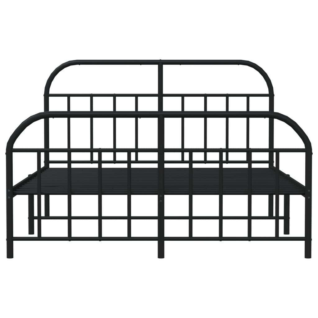 Metal Bed Frame without Mattress with Footboard Black 140x200cm