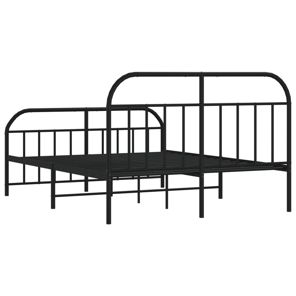 Metal Bed Frame without Mattress with Footboard Black 140x200cm