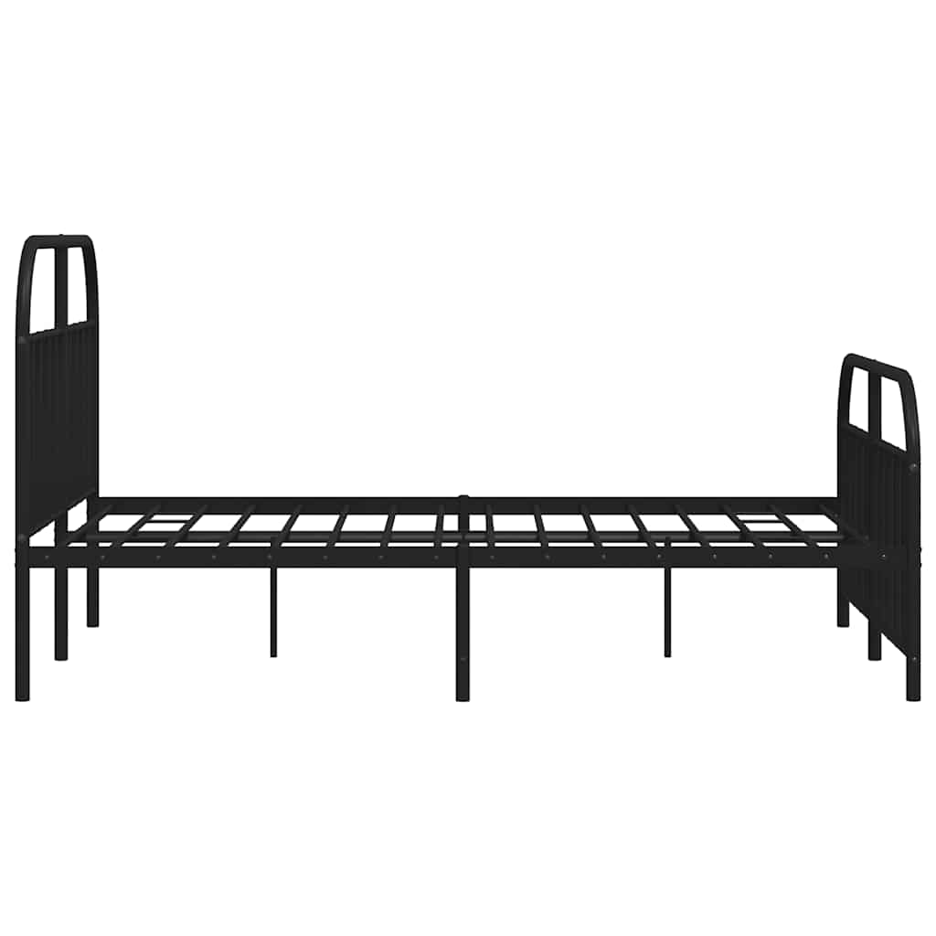 Metal Bed Frame without Mattress with Footboard Black 150x200cm