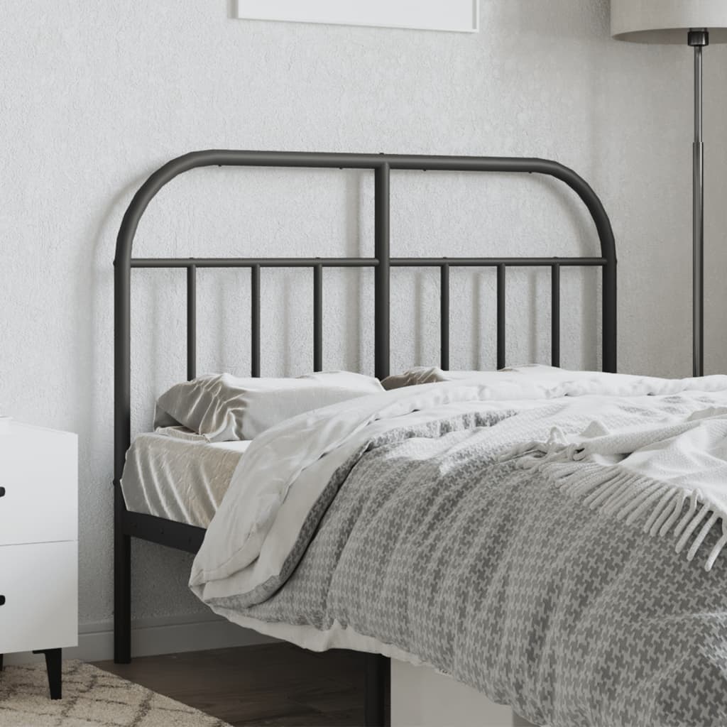 Sleek Black Metal Headboard - 120 cm Modern Bedroom Elegance