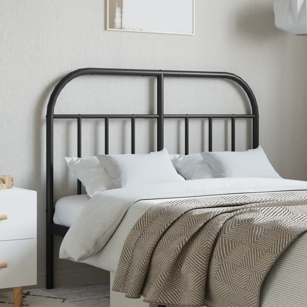 Sleek Black Metal Headboard - 120 cm Modern Bedroom Elegance