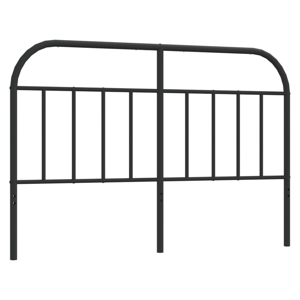 Sleek Black Metal Headboard - 140 cm, Modern Bedroom Elegance