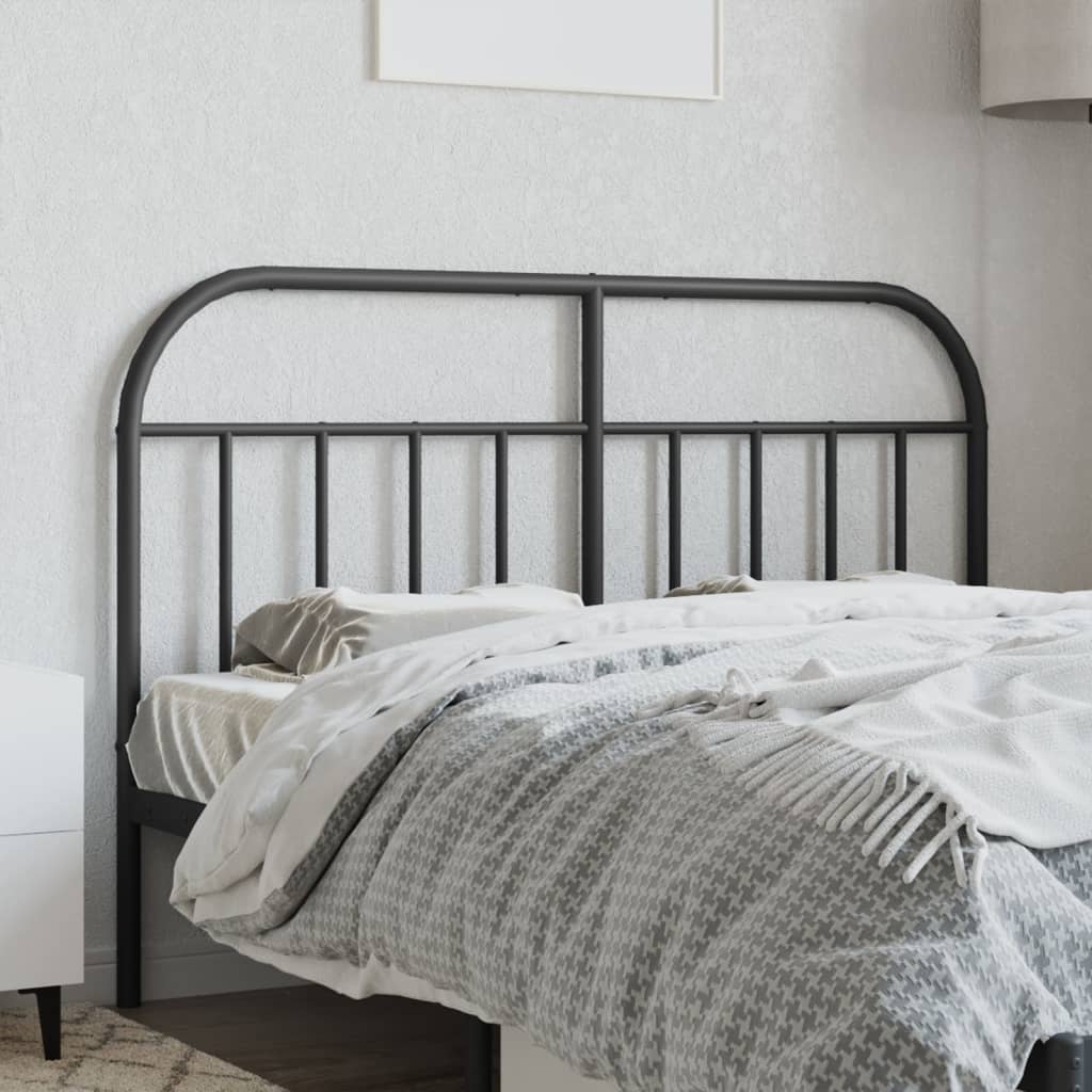 Sleek Black Metal Headboard - 140 cm, Modern Bedroom Elegance