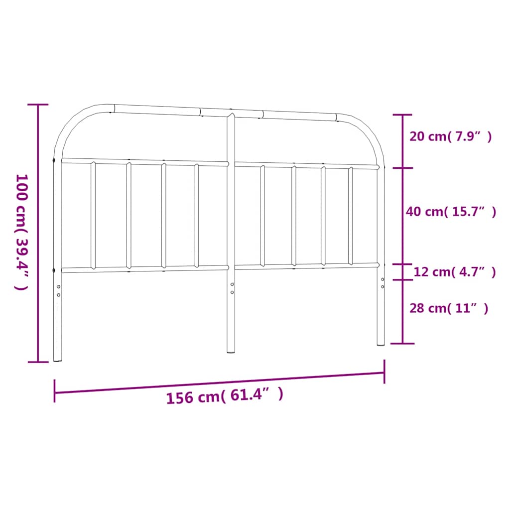 Elegant Black Metal Headboard - 150 cm Modern Design