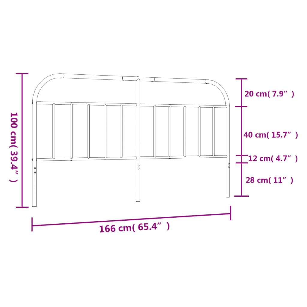 Metal Headboard Black 160 cm