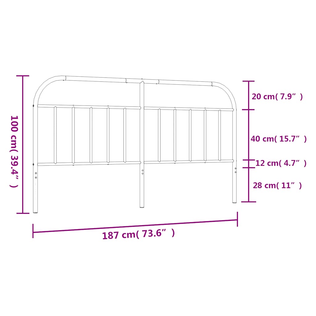 Elegant Black Metal Headboard 180 cm - Contemporary Bedroom Decor