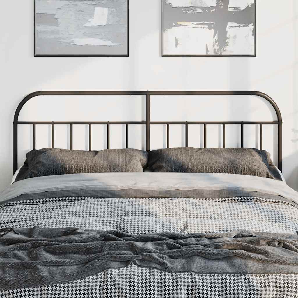 Sleek Black Metal Headboard - 193 cm Sturdy Steel Design