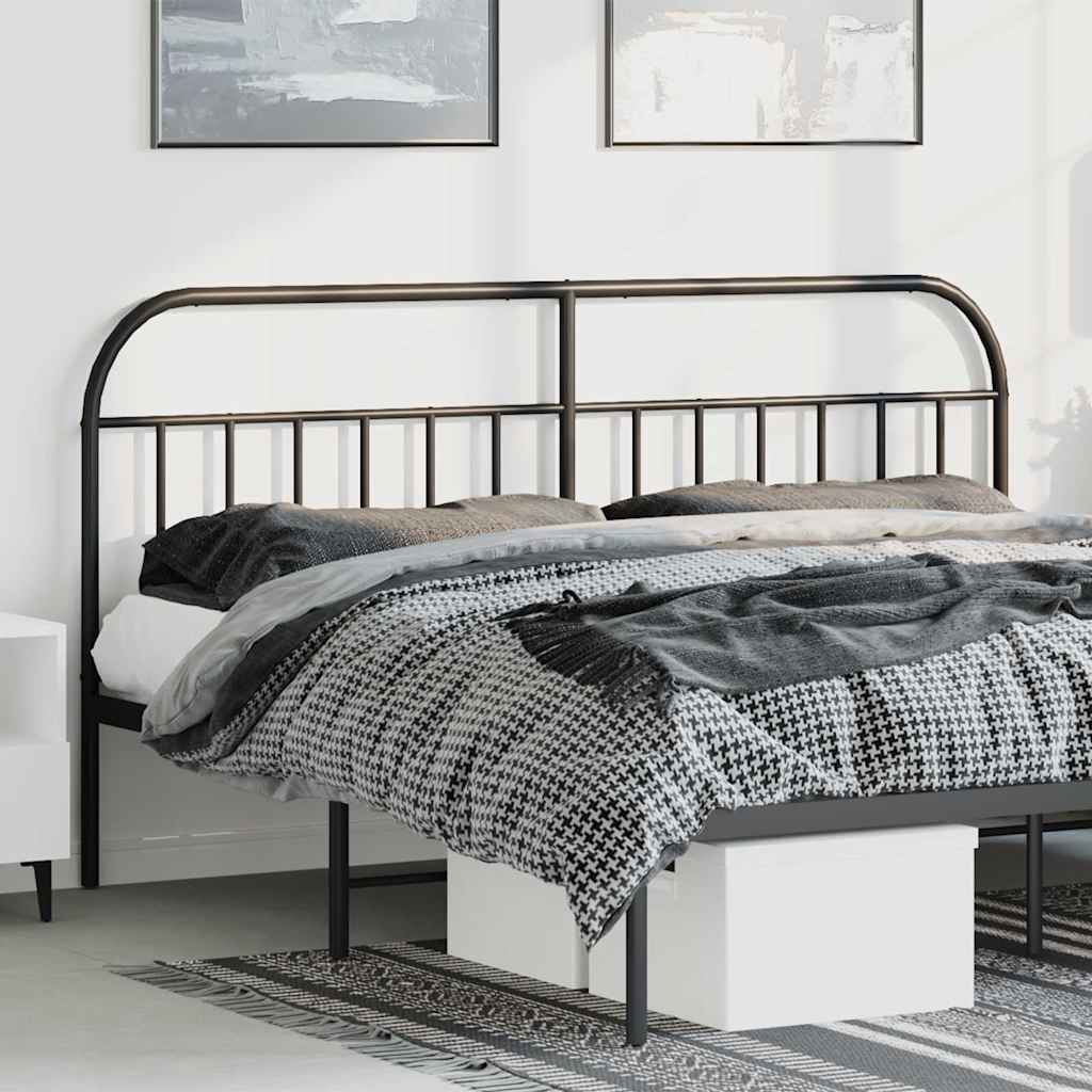 Sleek Black Metal Headboard - 193 cm Sturdy Steel Design