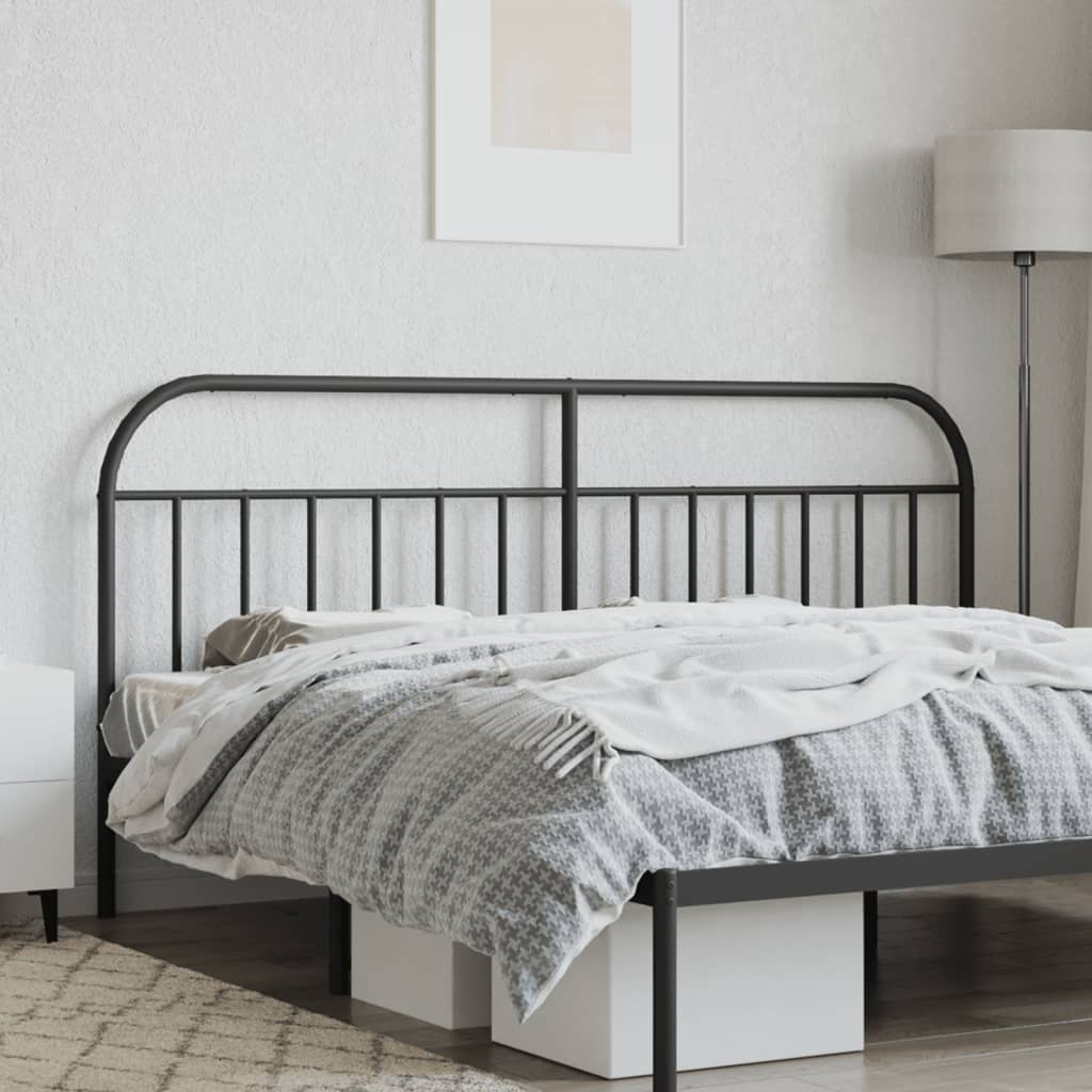 Sleek Black Metal Headboard - 200 cm Stylish Bedroom Decor