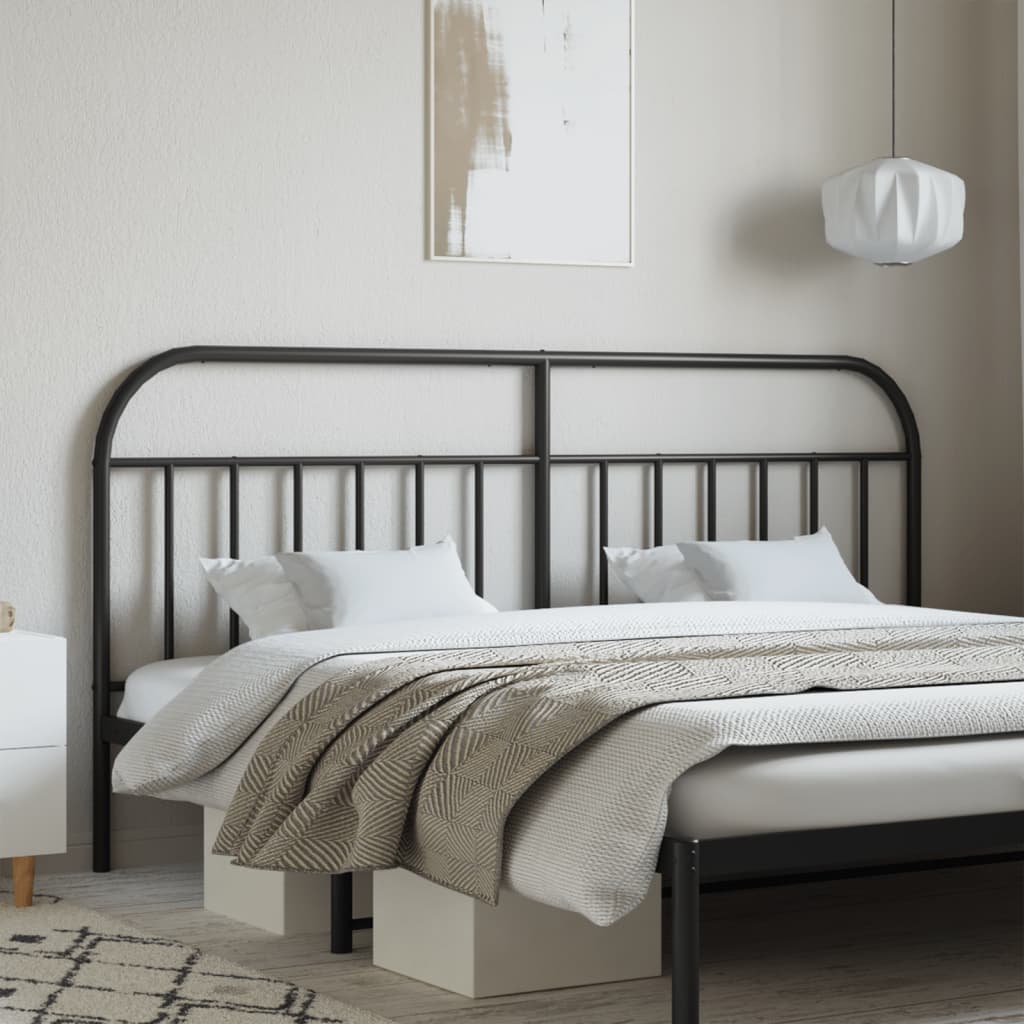 Sleek Black Metal Headboard - 200 cm Stylish Bedroom Decor