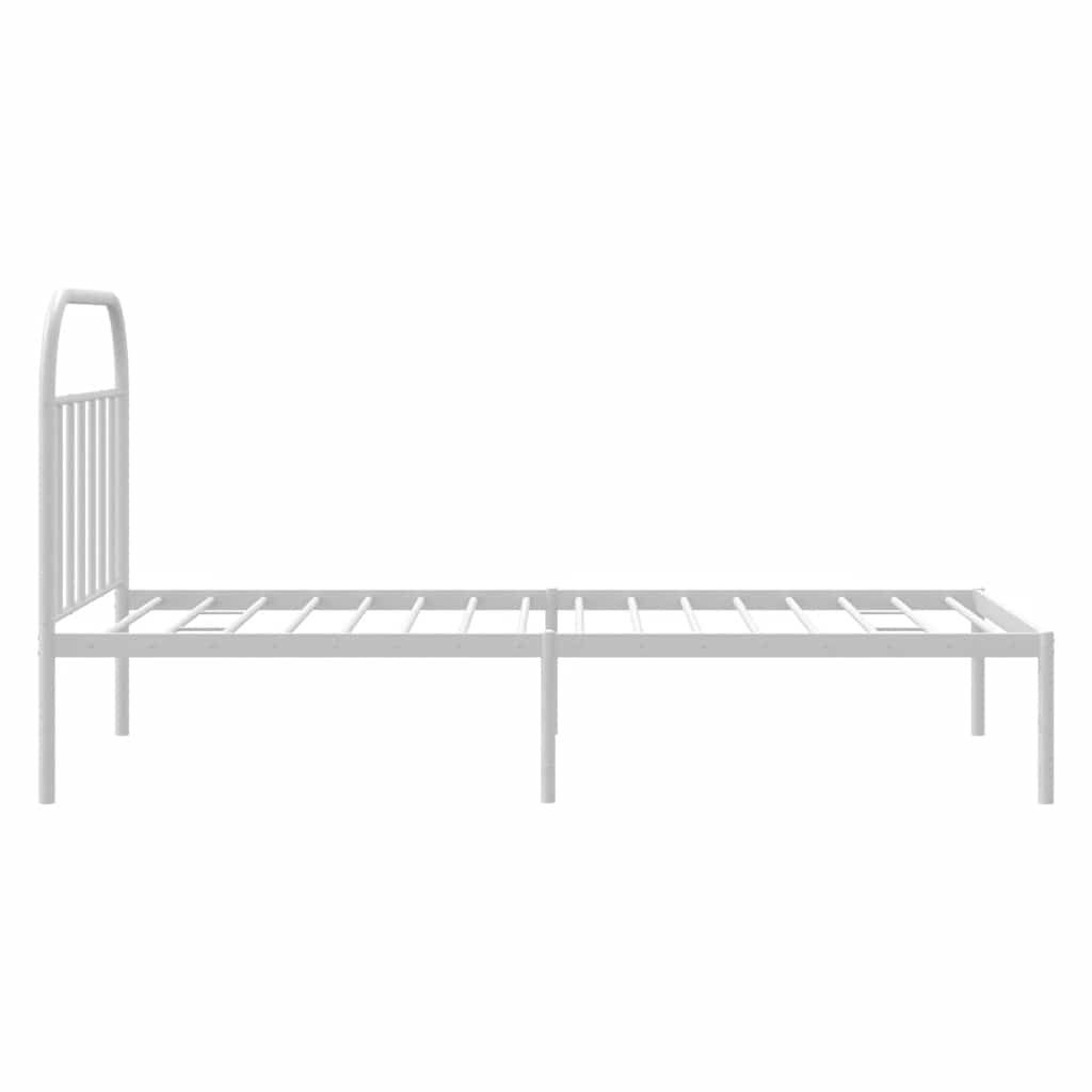 Metal Bed Frame without Mattress with Headboard White 100x200cm