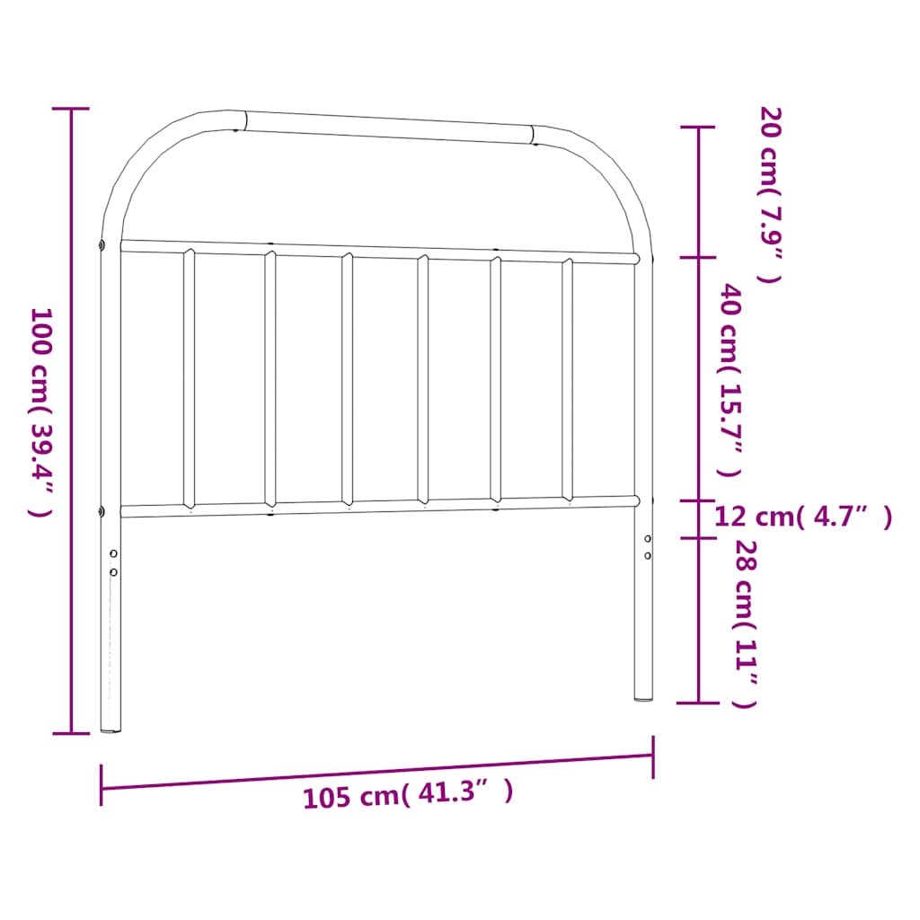 Elegant White Metal Headboard – 100 cm Stylish Bedroom Decor