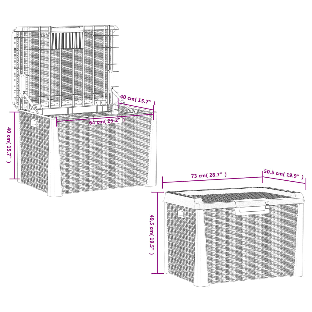 Anthracite Garden Storage Box 125L PP - Durable Outdoor Organizer