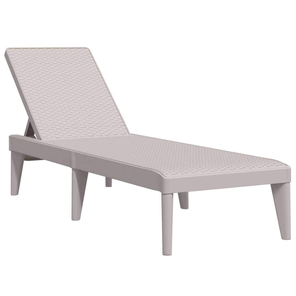 Cappuccino Sun Lounger, 186x60x29 cm, Durable PP Material