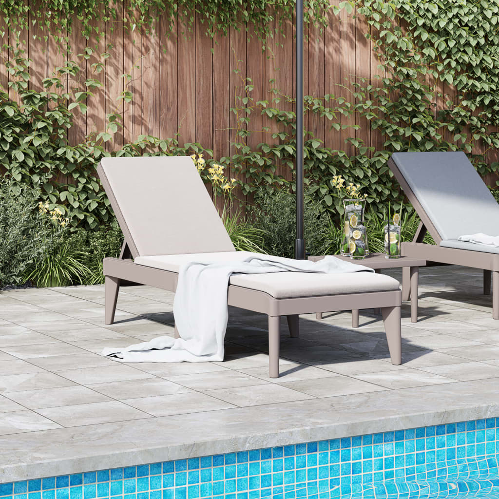 Cappuccino Sun Lounger, 186x60x29 cm, Durable PP Material