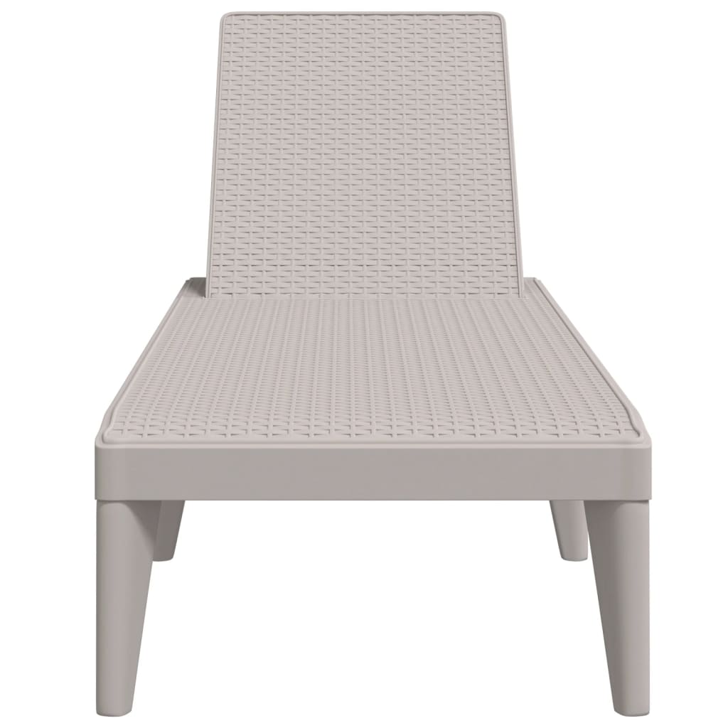Cappuccino Sun Lounger, 186x60x29 cm, Durable PP Material