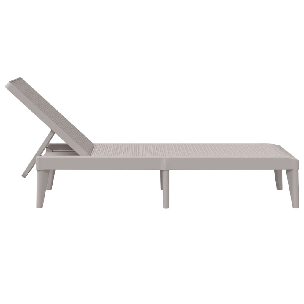 Cappuccino Sun Lounger, 186x60x29 cm, Durable PP Material