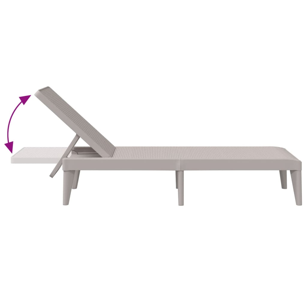 Cappuccino Sun Lounger, 186x60x29 cm, Durable PP Material