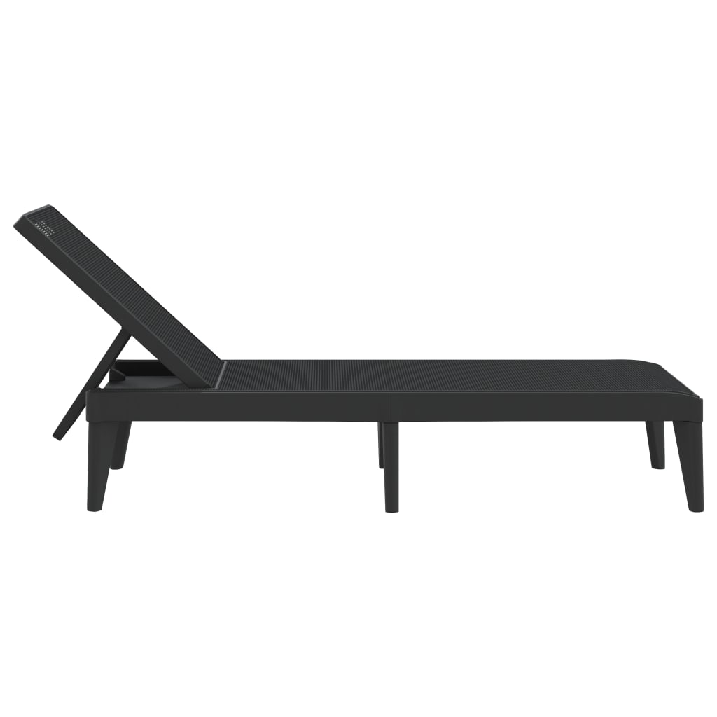 Anthracite Sun Lounger 186x60x29 cm - Durable PP Material