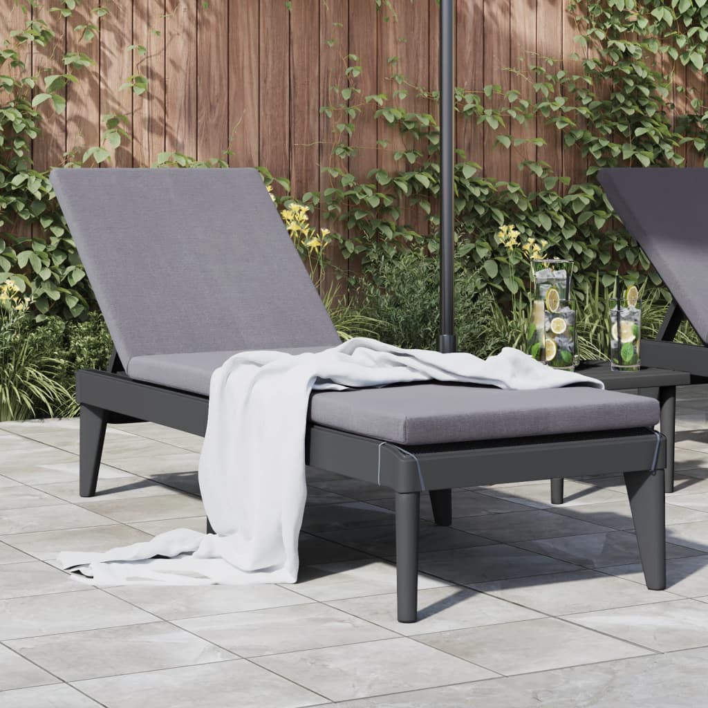 Anthracite Sun Lounger 186x60x29 cm - Durable PP Material