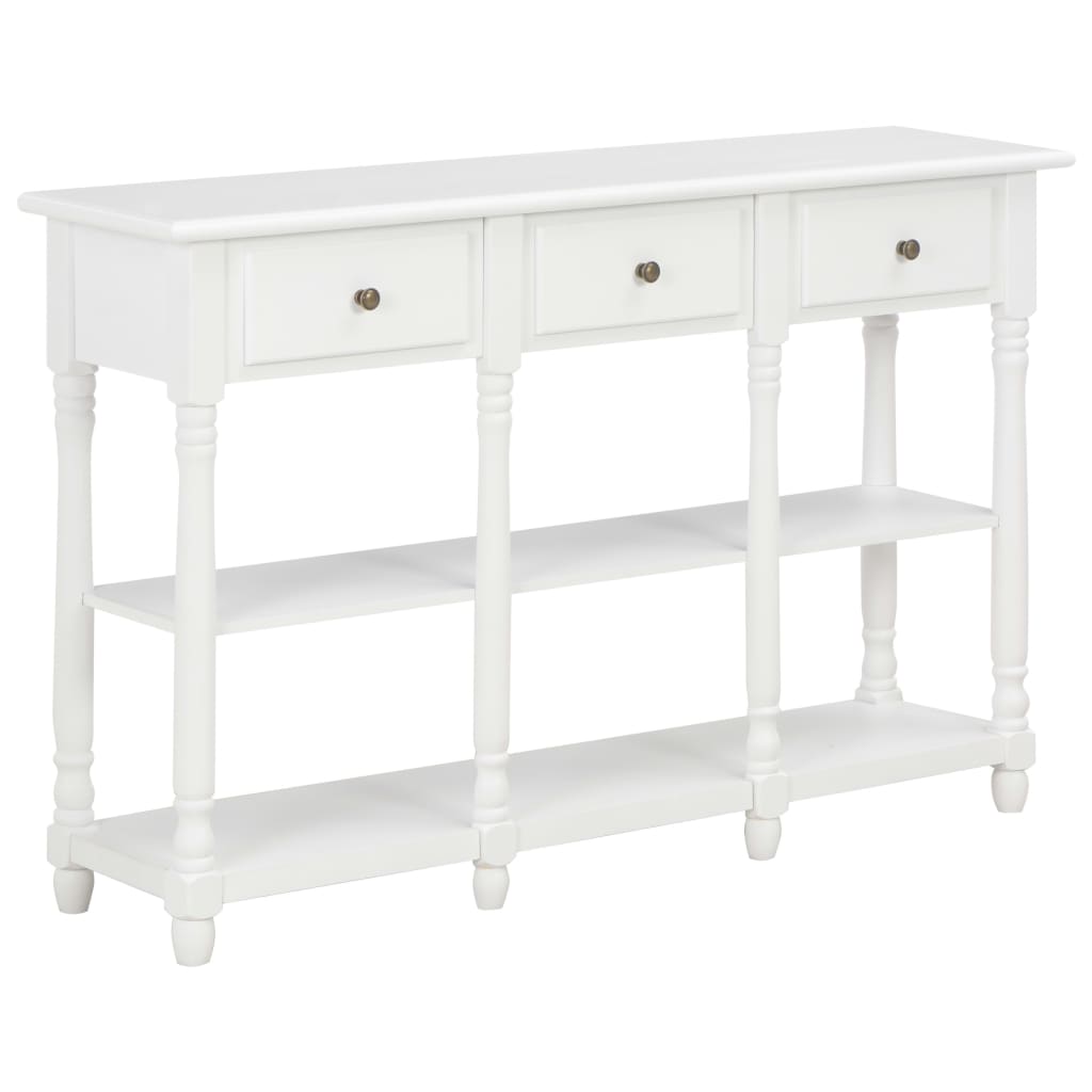 Sleek White Console Table - 110x30x76cm Engineered Wood