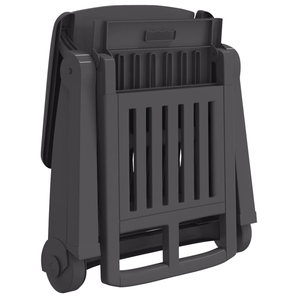 Anthracite PP Folding Sun Lounger with Wheels - Durable & Stylish