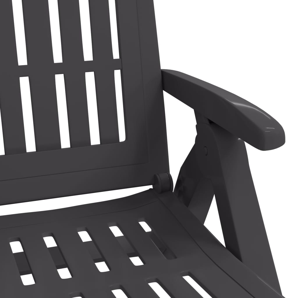 Anthracite PP Folding Sun Lounger with Wheels - Durable & Stylish