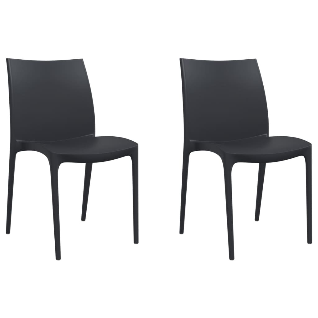 Set of 2 Anthracite Garden Chairs - Polypropylene, 50x46x80 cm