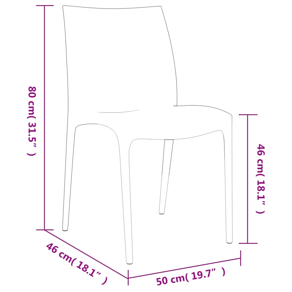 Set of 2 Anthracite Garden Chairs - Polypropylene, 50x46x80 cm