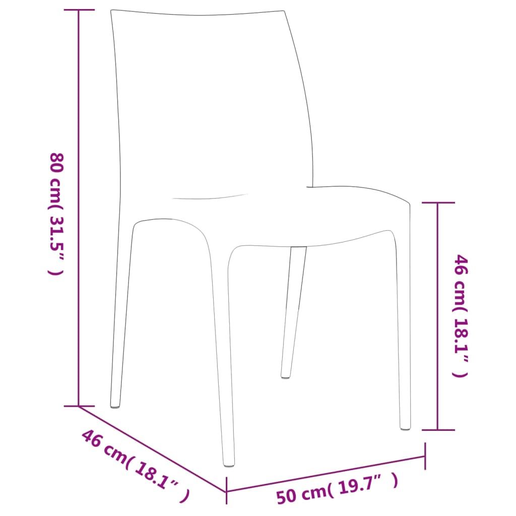 Cream Polypropylene Garden Chairs 2pcs - 50x46x80 cm