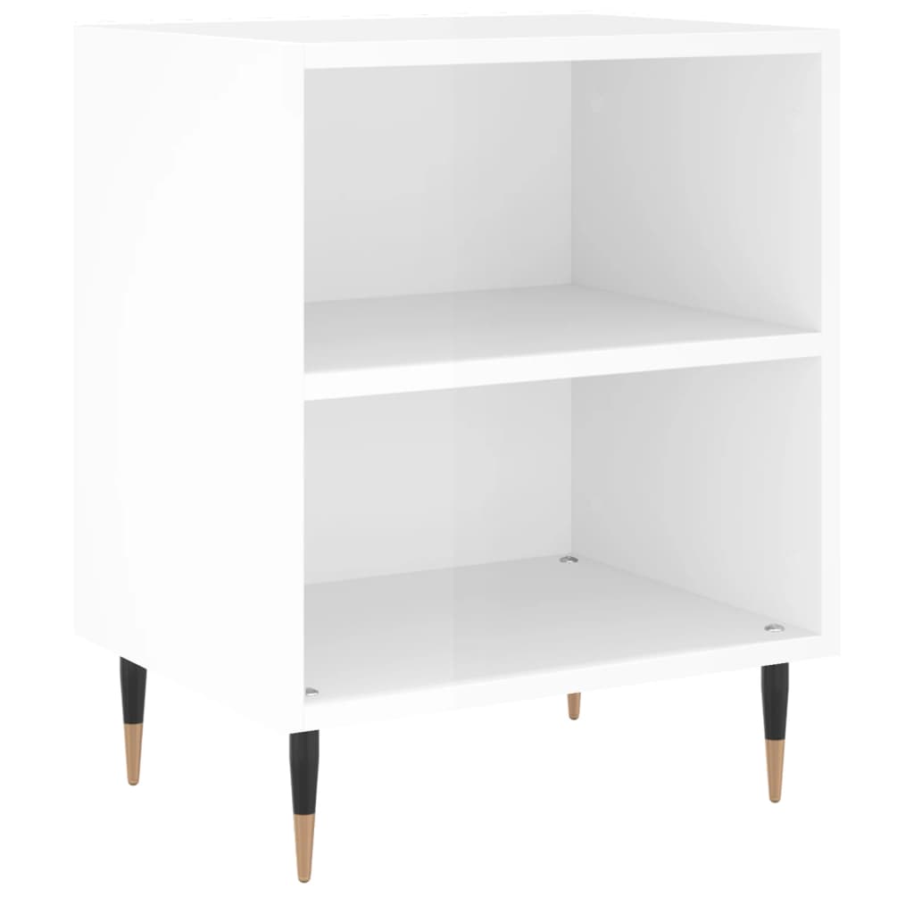High Gloss White Bedside Cabinet 40x30x50 cm - Engineered Wood